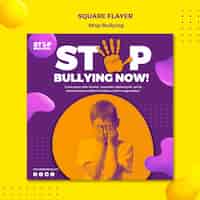 Free PSD stop bullying now square flyer print template