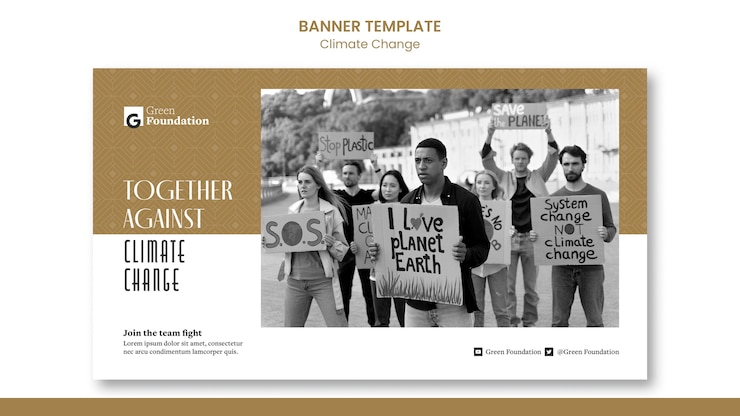 Free PSD stop climate change horizontal banner