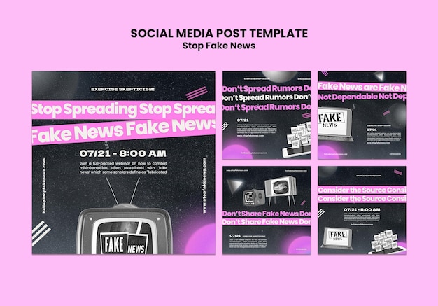 Free PSD stop fake news social media posts