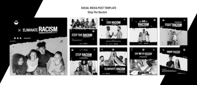 PSD gratuito smettere di razzismo instagram post collection