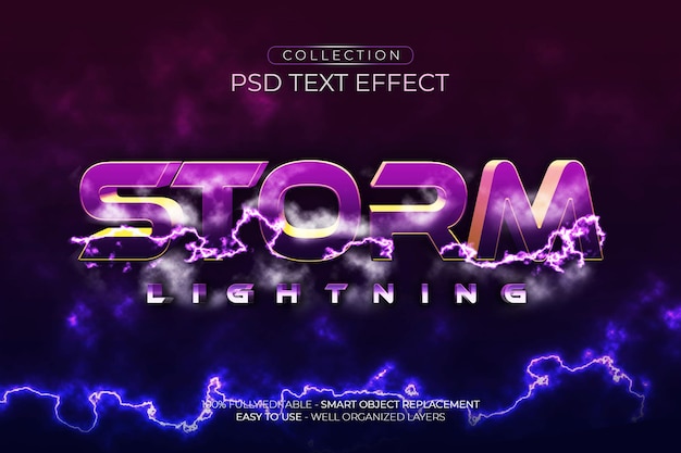 Storm lightning custom text effect Premium Psd