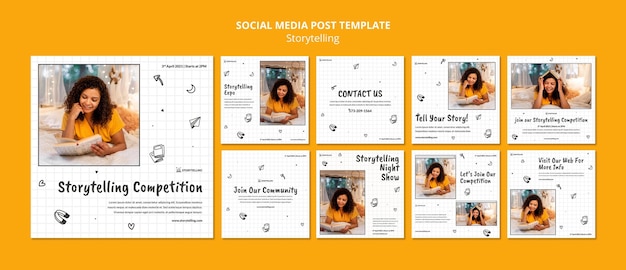 PSD gratuito modello di post di instagram della comunità di storytelling