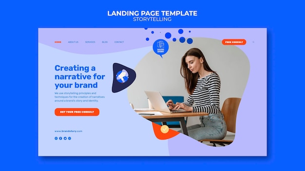 無料PSD 写真付きストーリーテリングランディングページテンプレート