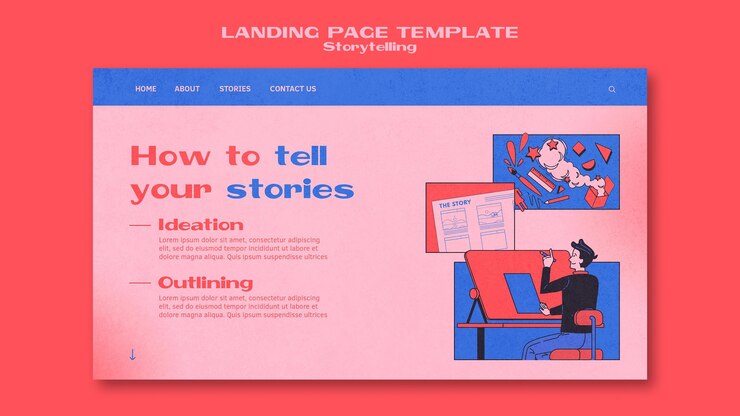 Free PSD storytelling landing page