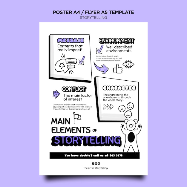 PSD gratuito storytelling per il modello di stampa di marketing