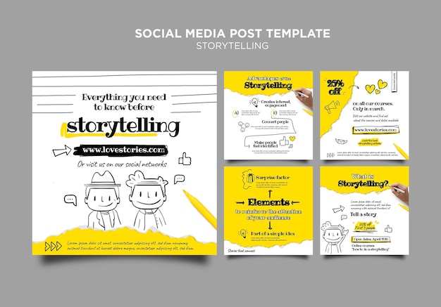 Modello di post sui social media di storytelling