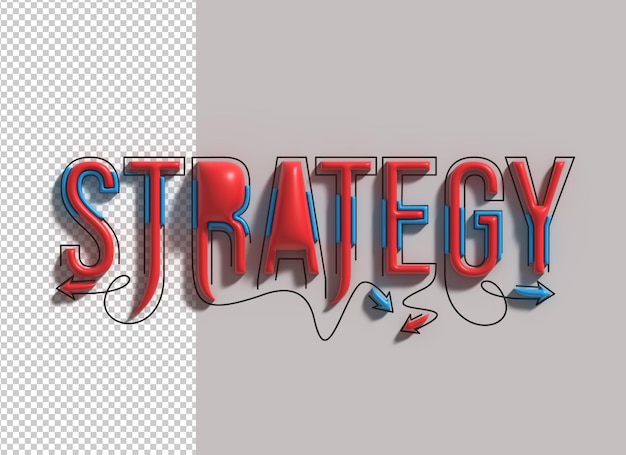 Strategy lettering line art transparent psd font design