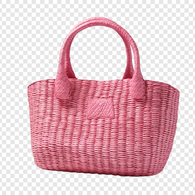 Free PSD straw bag pink isolated on transparent background