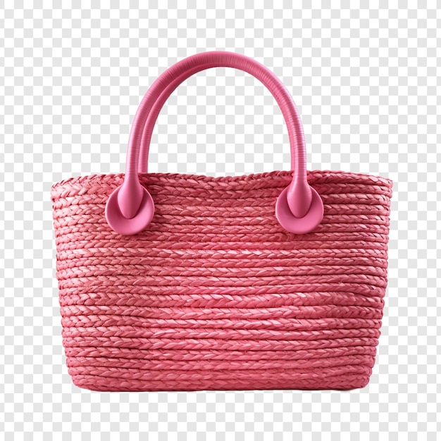 Free PSD straw bag pink isolated on transparent background