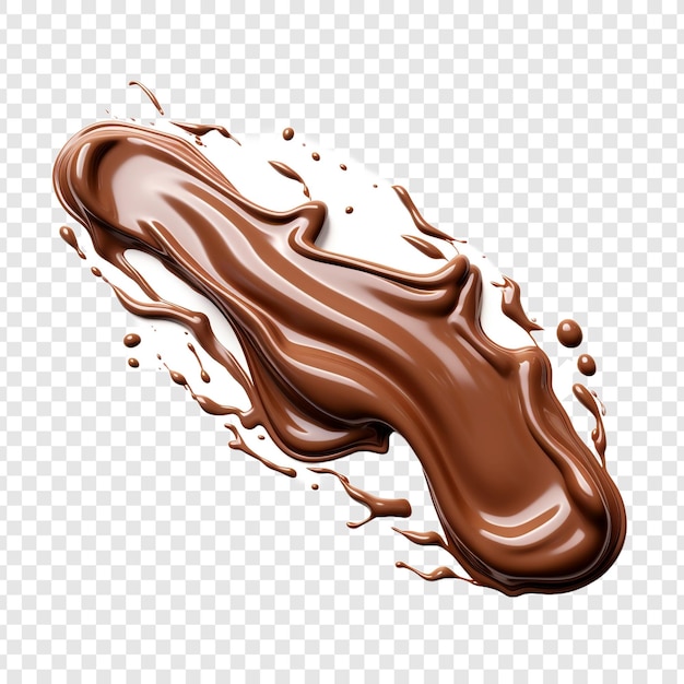 A stream of melted chocolate isolated on transparent background