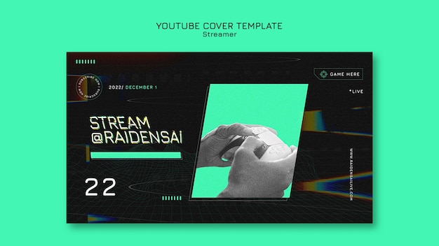 PSD gratuito modello di copertina youtube del concetto di streaming