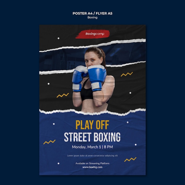 Street boxing flyer template free PSD, download for PSD, free to download, download free PSD