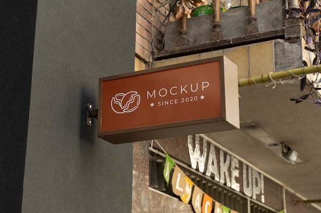 Street business sign design mockup