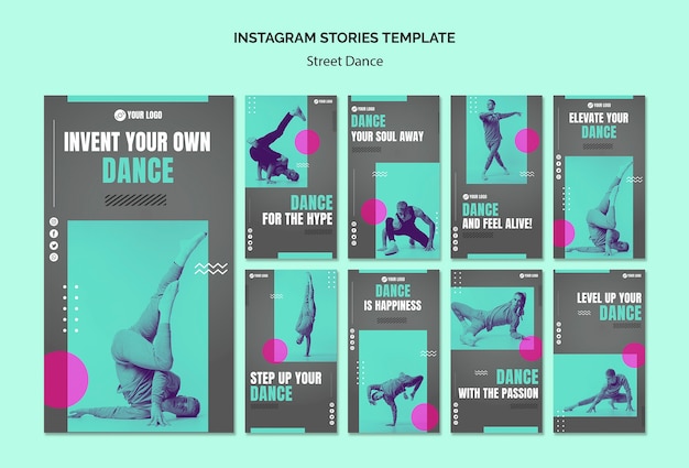 PSD gratuito storie di instagram di danza di strada