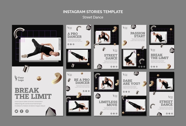 PSD gratuito storie di instagram di street dance