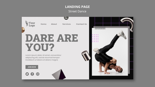 Street dance landing page template