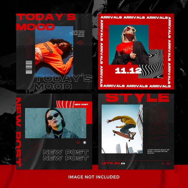 Free PSD street fashion instagram post set premium psd