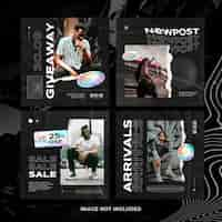 Free PSD street fashion instagram post set premium psd