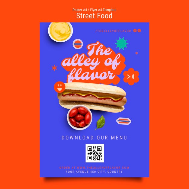 Free PSD street food fest flyer template