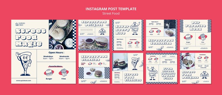 Free PSD street food fest  instagram posts