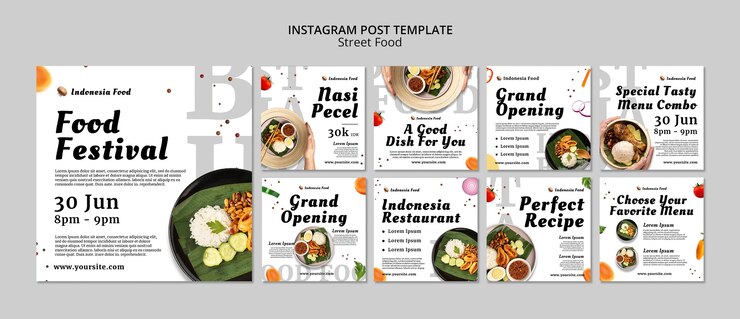 Free PSD street food fest  instagram posts