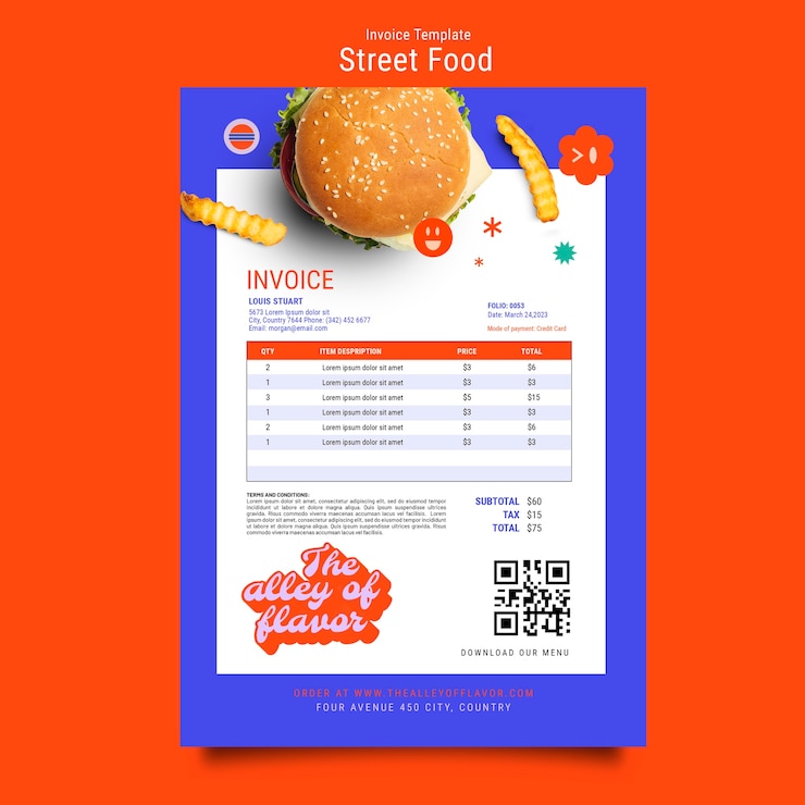 Free PSD street food fest invoice template