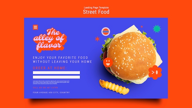 Free PSD street food fest landing page template