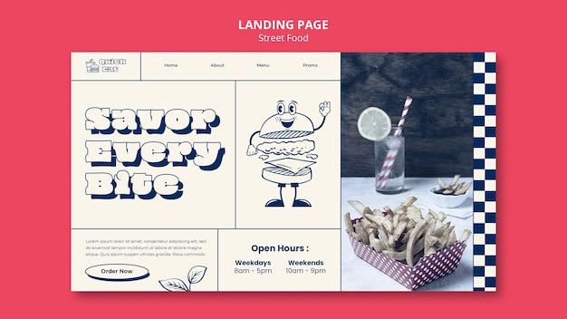 Free PSD street food fest landing page template