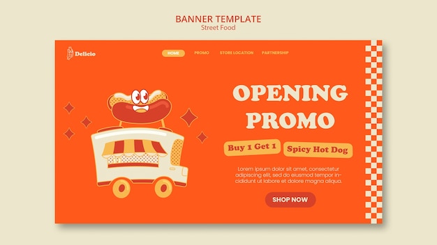 Free PSD street food fest landing page template