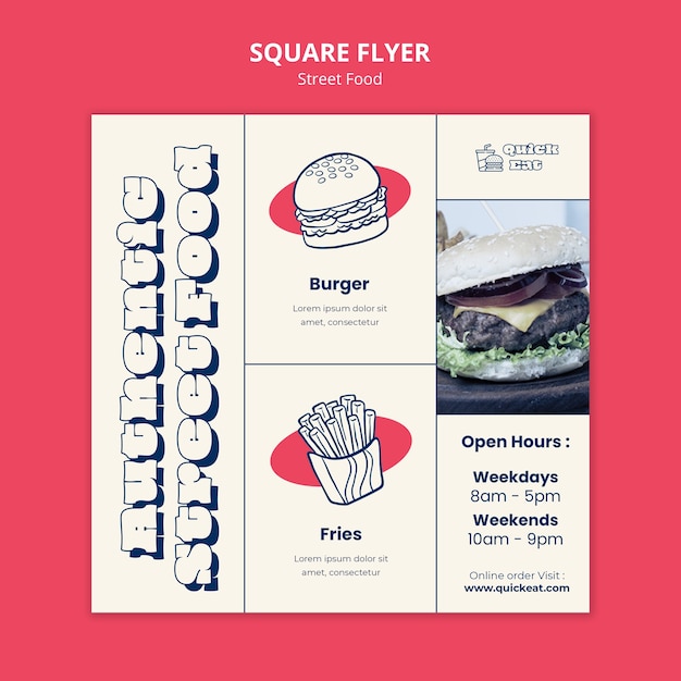 Free PSD street food fest square flyer template