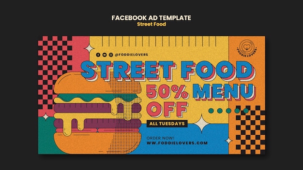 PSD gratuito modello facebook del festival del cibo di strada