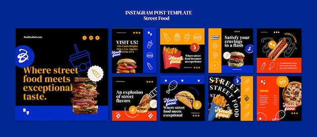 PSD gratuito post instagram del festival del cibo di strada