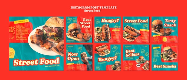 PSD gratuito post instagram del festival del cibo di strada