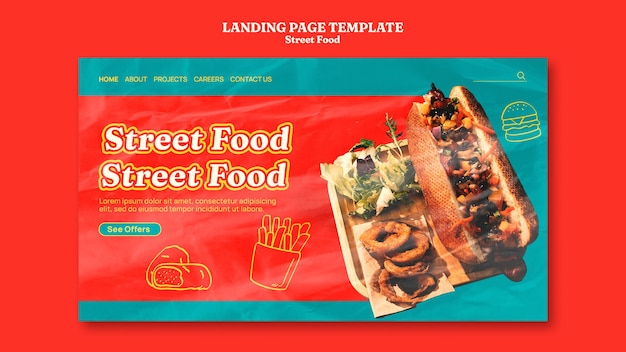 Free PSD street food festival landing page template