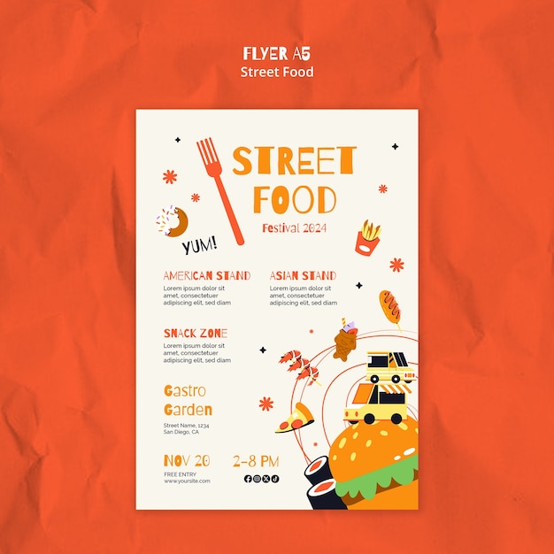 Free PSD | Street food template design