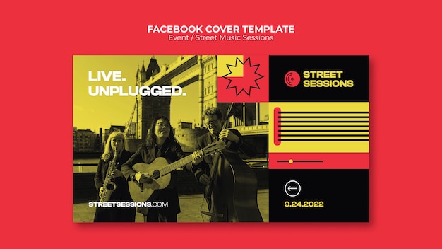 Free PSD street music sessions facebook cover template