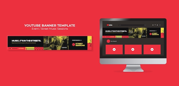 無料PSD ストリート ミュージック セッション youtube バナー