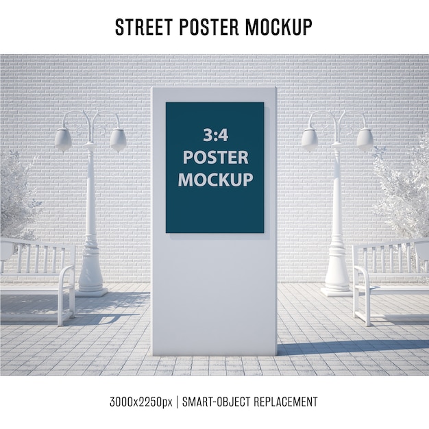 PSD gratuito mockup di poster di strada