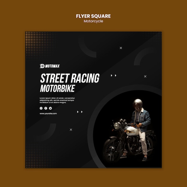 Free PSD street racing motorbike flyer square