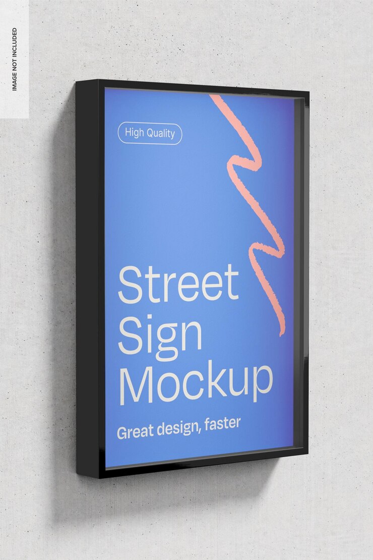 無料PSD ストリート・サイン・モックアップ・サイド・ビュー