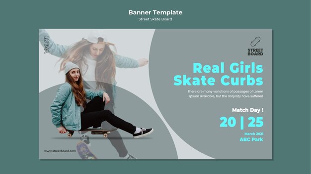 PSD gratuito modello di banner di skateboard di strada