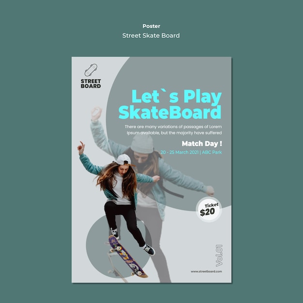 Free PSD street skateboard poster template