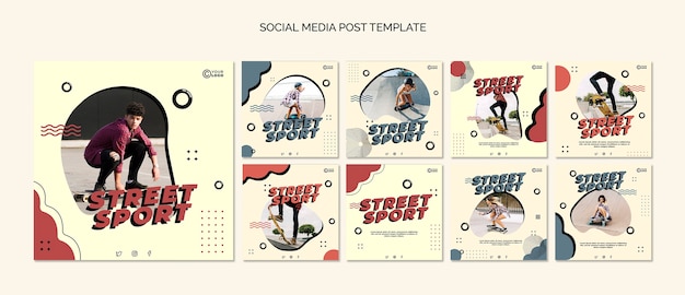 PSD gratuito raccolta di post instagram sport di strada