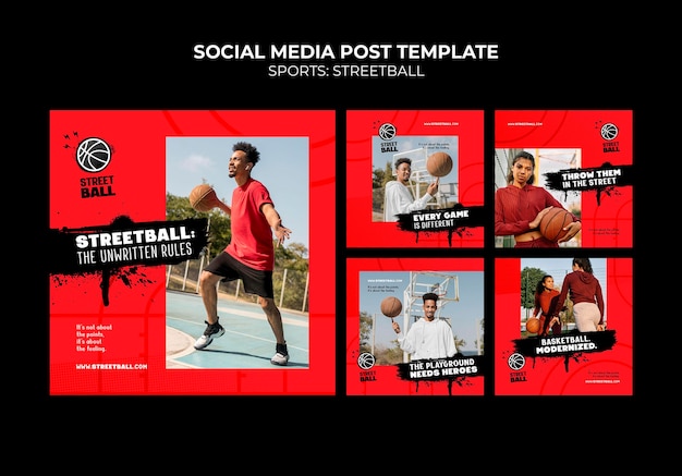 Modello di post sui social media streetball