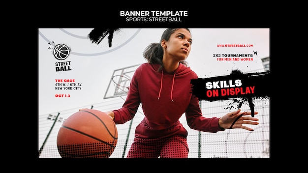 PSD gratuito modello di banner del torneo di streetball