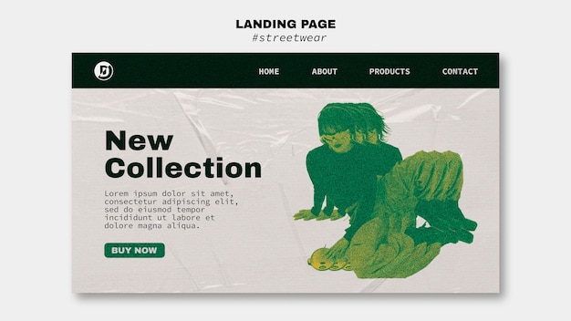 Streetwear fashion collection landing page