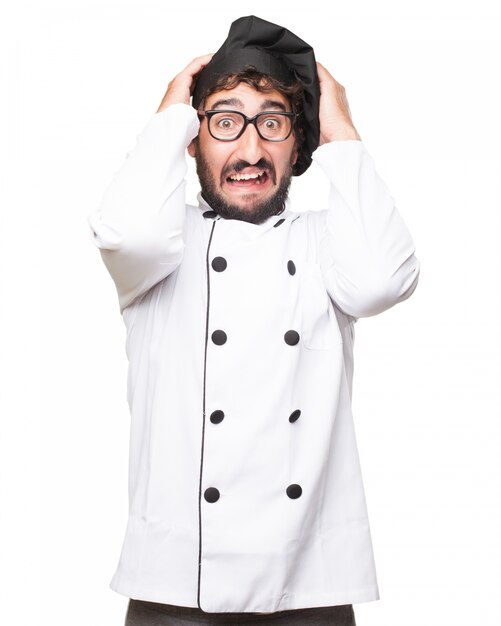 Stressed chef wearing uniform