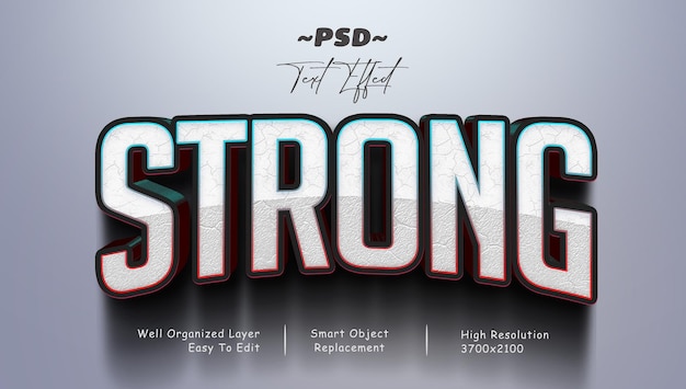 Strong 3d psd editable text effect