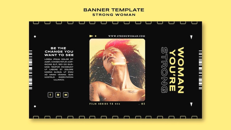 Free PSD strong woman banner template