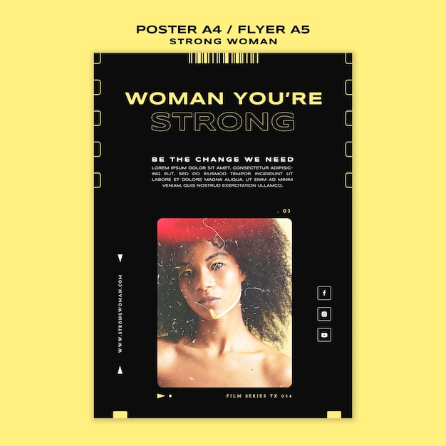 Free PSD strong woman print template